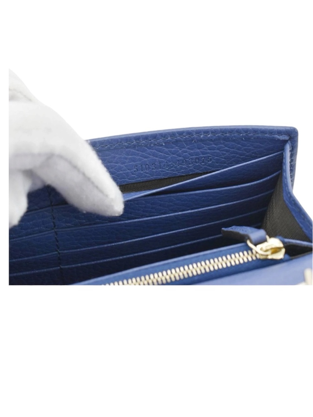 GUCCI Dollar Interlocking G Calfskin Leather Chain Wallet Crossbody Bag Blue - Picture 10 of 12